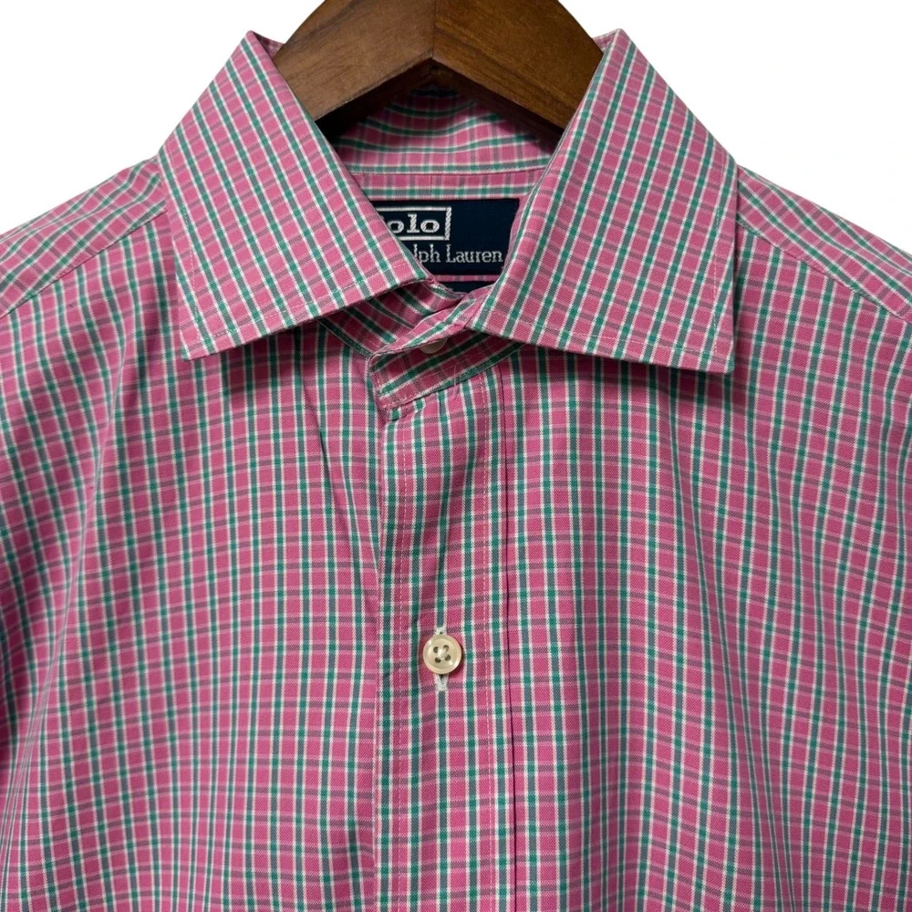 Polo Ralph Lauren Button Down Men 15.5 32/33‎ Regent Classic Fit Plaid Cotton